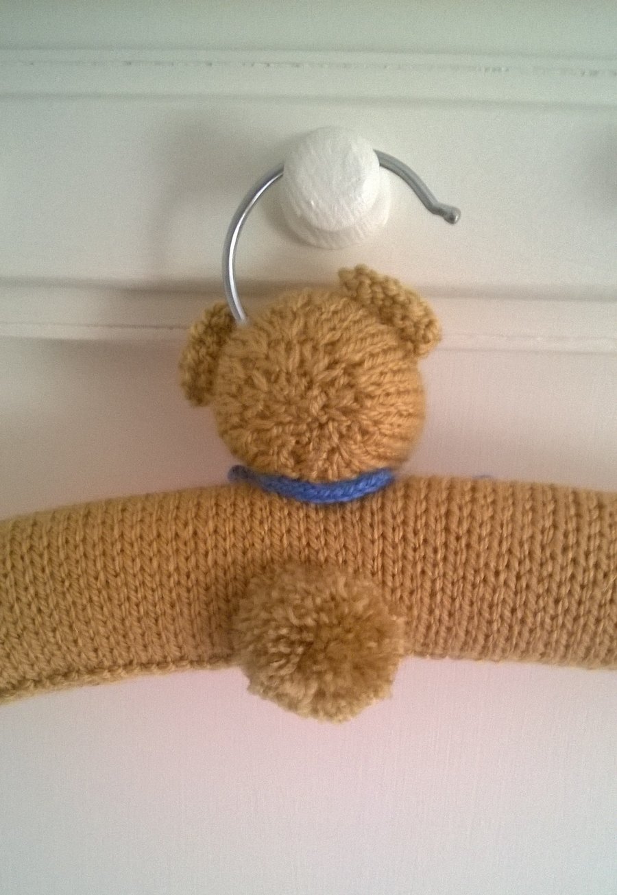 Hand knitted Childrens Bear Clothes Hanger- Christening gift