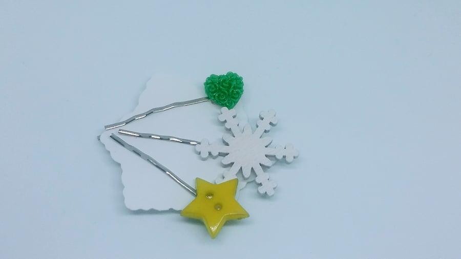 Christmas hair clips snowflake, star SALE