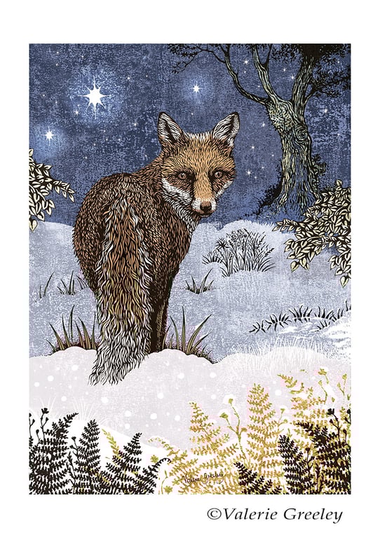 Starry Fox print by Valerie Greeley