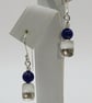 Sterling Silver and Lapis Lazuli Bead Drop Earrings - Image 3