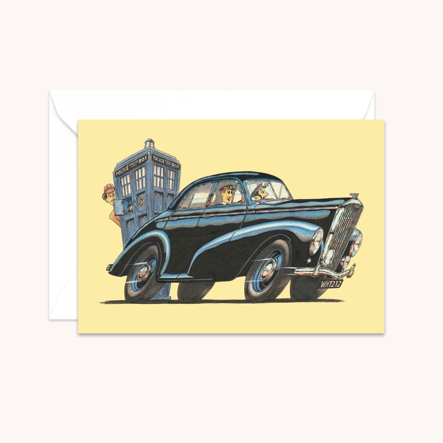 Police Car Greeting Card: Hand Drawn Cartoon Illustration - Blank Inside (314)