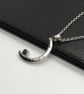 Sapphire crescent moon pendant sterling silver - Image 3