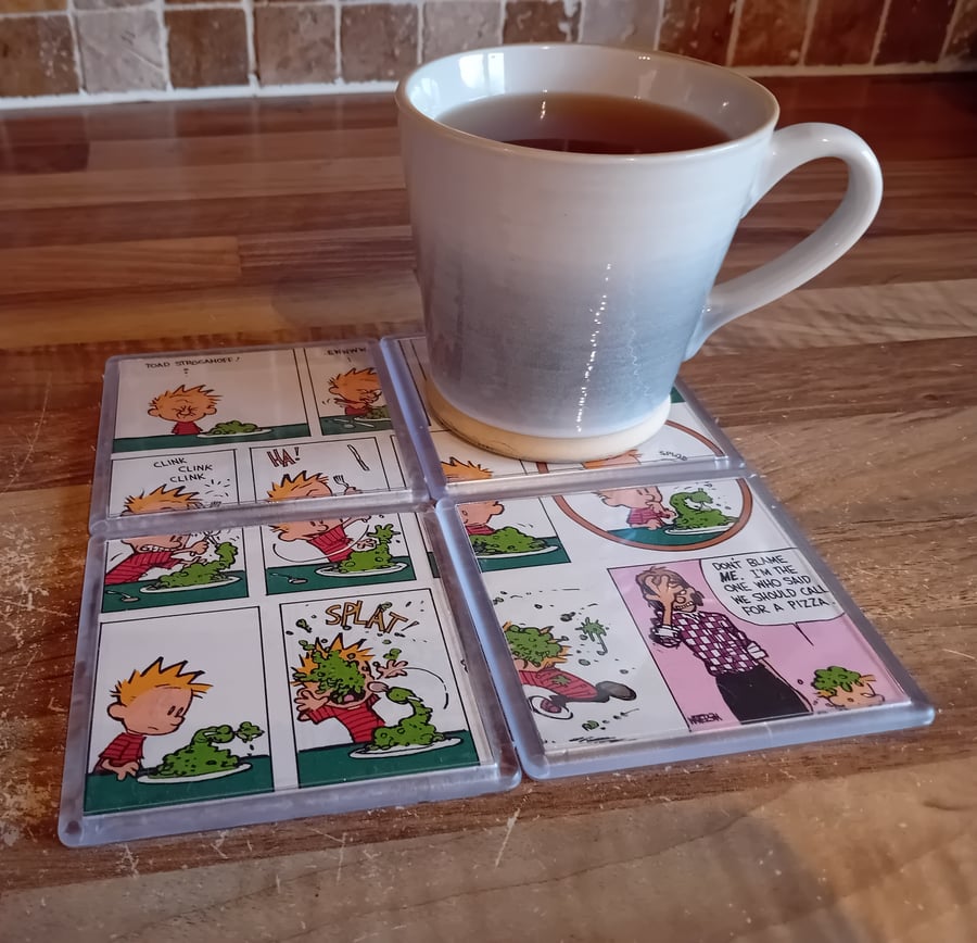 Calvin and Hobbes Comic Art Set of 4 Coasters – Perfectly Imperfect