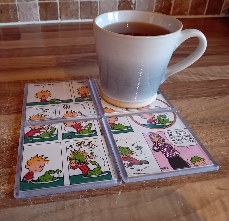 Calvin and Hobbes Comic Art Set of 4 Coasters – Perfectly Imperfect