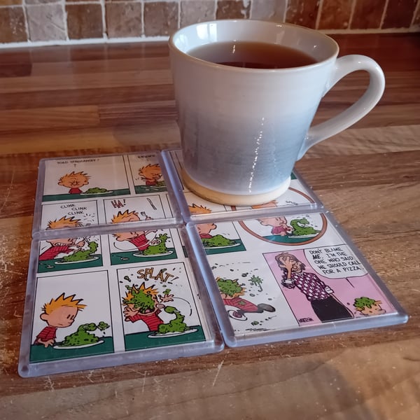 Calvin and Hobbes Comic Art Set of 4 Coasters – Perfectly Imperfect