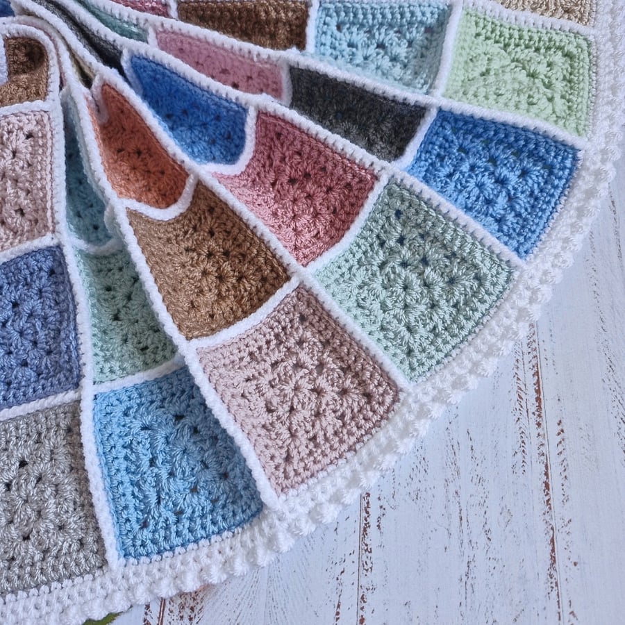 Handmade Patchwork Granny Square Baby Blanket