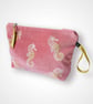 Dusty Pink Seahorses Velvet Makeup Bag - Image 2