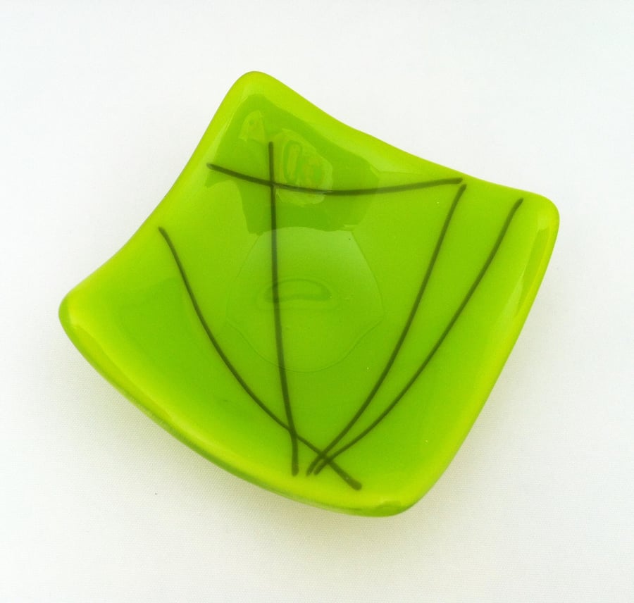 Spring Green Fused Glass Trinket Dish Folksy