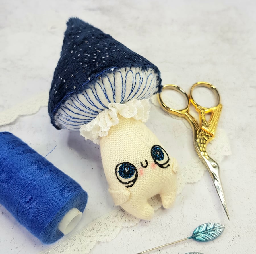 Midnight Blue Metallic Plush Toadstool