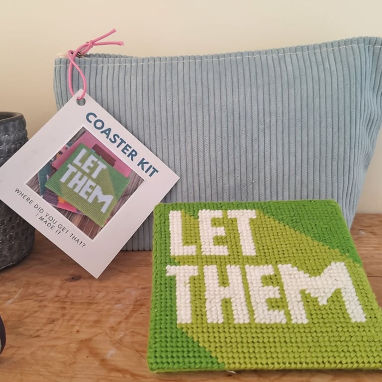 Modern needlepoint coaster kit - LET THEM