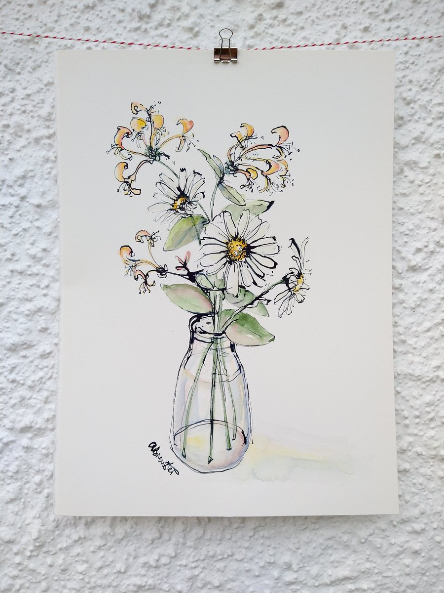 Daisies and honeysuckle