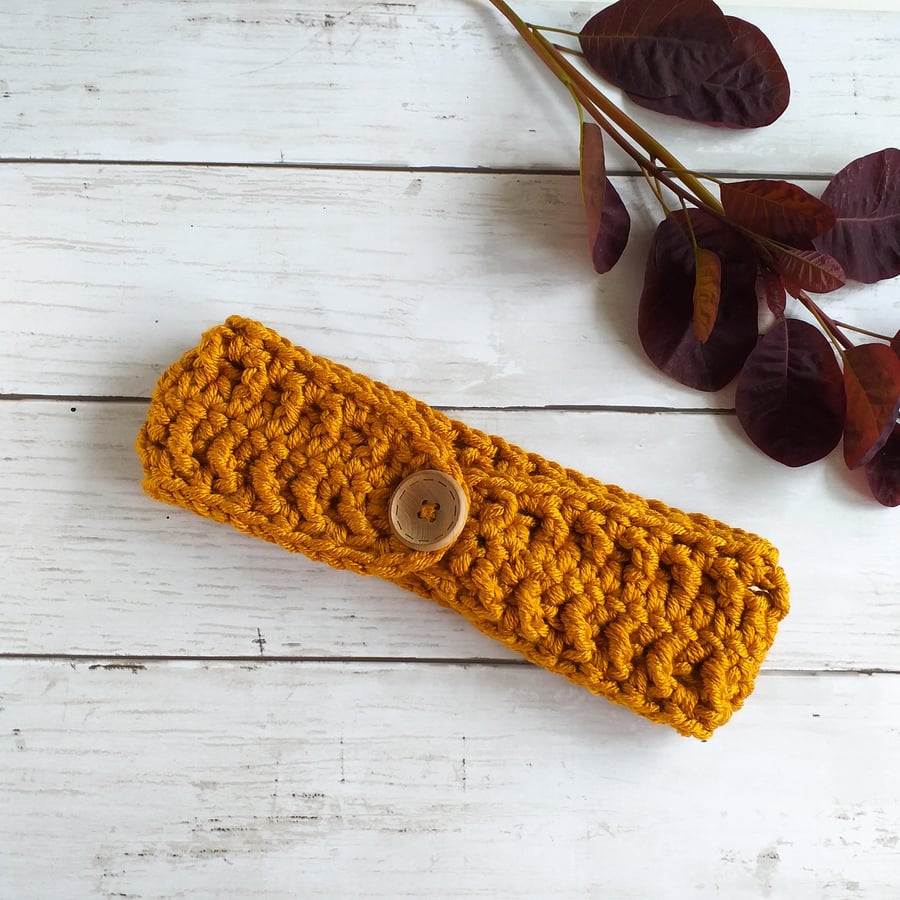 Crochet Headband with Button Detail
