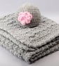 Baby Blanket with Hat, Handmade Extra Thickness Baby Blanket, 32" x 24" Approx,  - Image 4