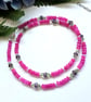 Pink Quartzite,  Amethyst & Peridot Sterling Silver Necklace - Image 5