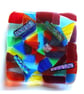 Abstract Patchwork Rainbow Dichroic Dish 11.5 cm Fused Glass Square  - Image 8