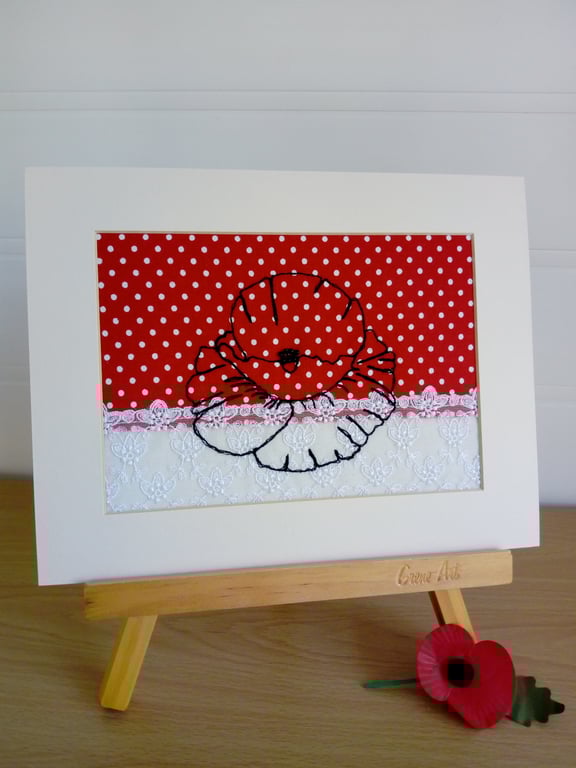  Embroidered Poppy Textile Art