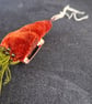 Carrot Brooch in Plush Rusty Orange Velvet - Image 3