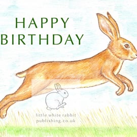 Leaping Hare - Birthday Card