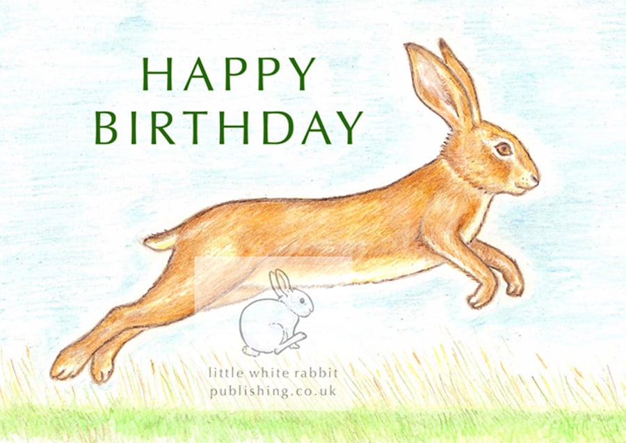 Leaping Hare - Birthday Card
