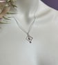 Silver Square & Pearl Pendant on 18" Ball Chain - Handmade - Image 3