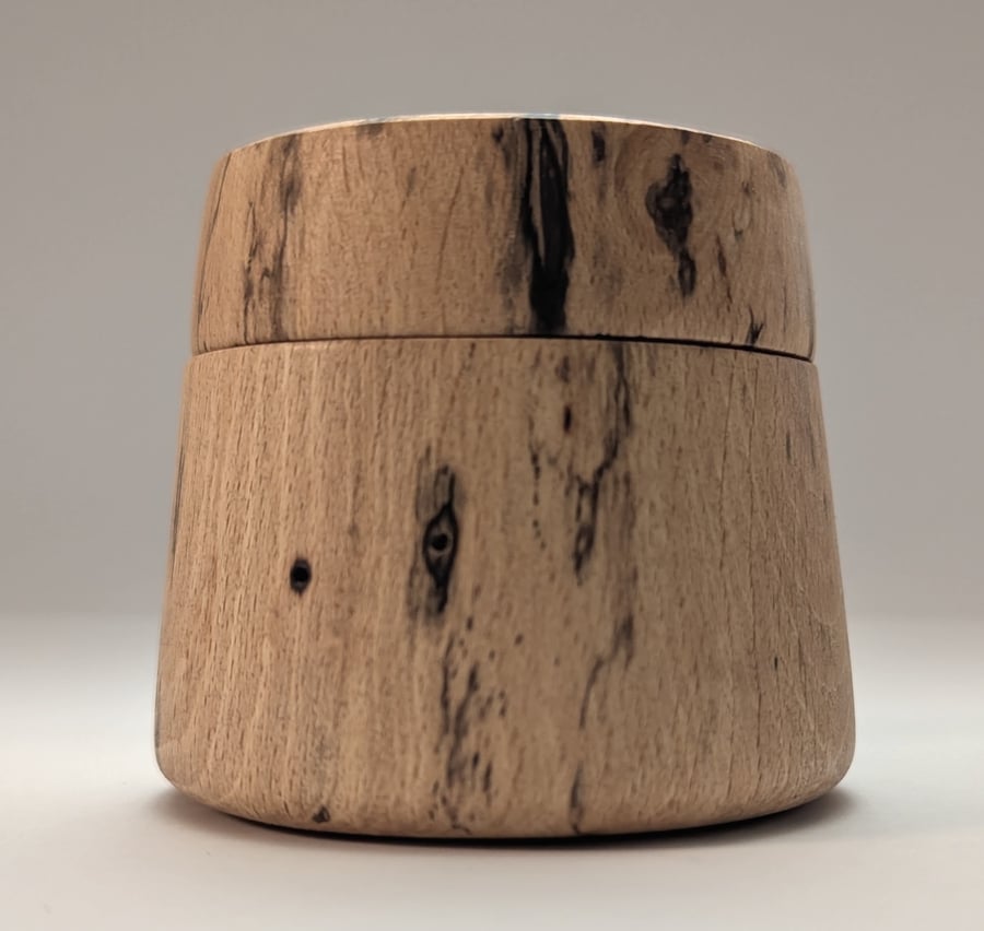 Hand-turned spalted sycamore lidded box