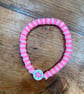 Pink Stripy Flower Bracelet (530)