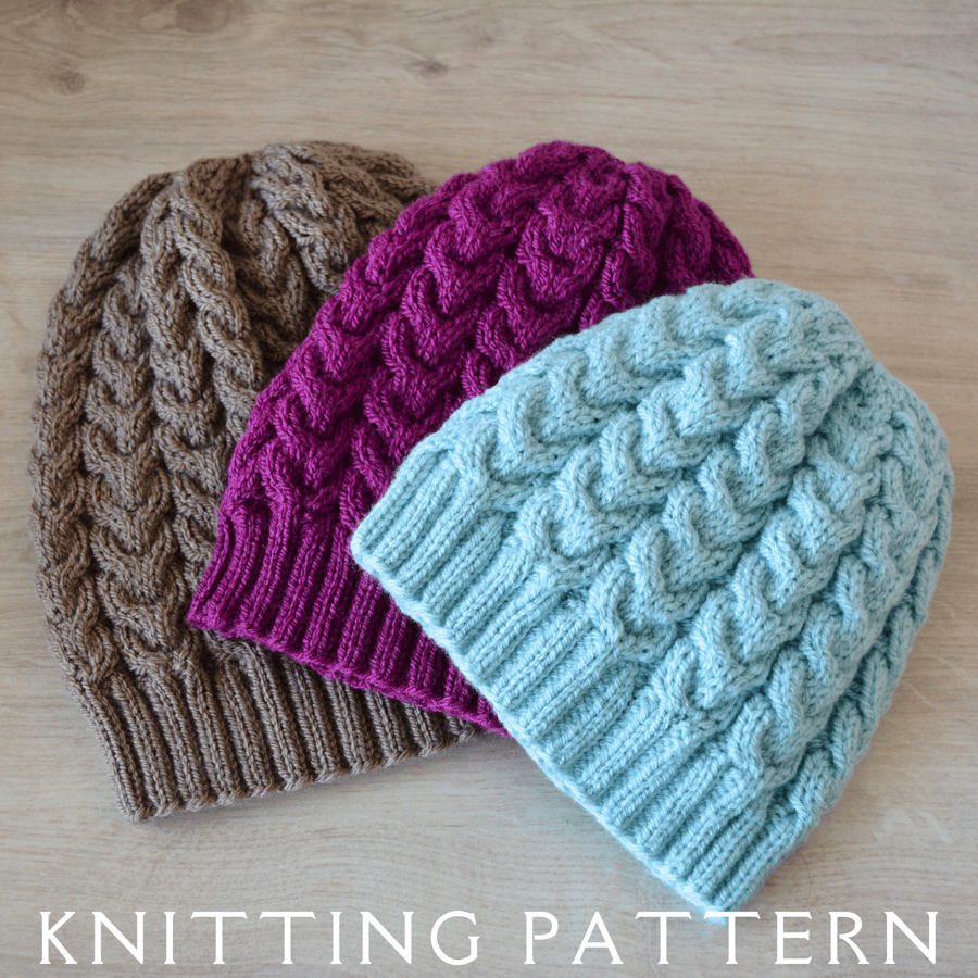 Cable Hat Knitting Pattern The Wickham Cable Hat In 3 Sizes PDF PATTERN ONLY