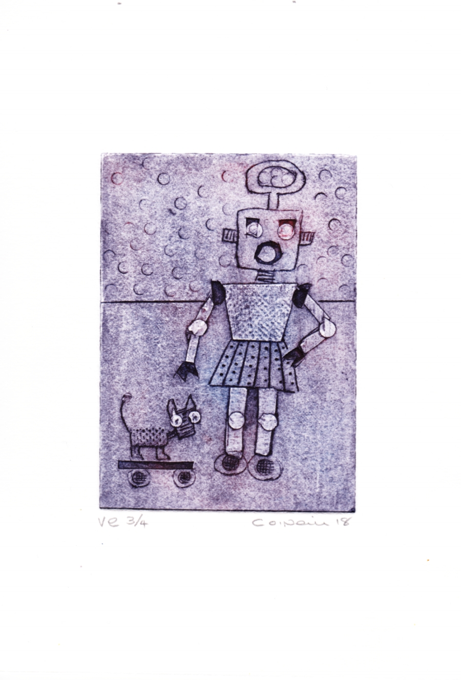 Little Robot 3.4.  - Collagraph Print