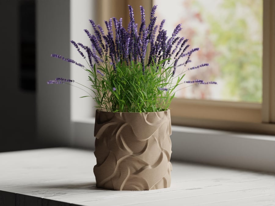 Textured Planter Pot Modern Plant Pot 3D Printed Home Decor Gift