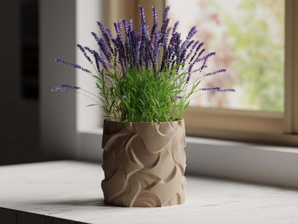 Textured Planter Pot Modern Plant Pot 3D Printed Home Decor Gift