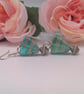 Chunky Green Triangular Bead Earrings For Pierced Ears, Gift for Her, Earrings - Image 1