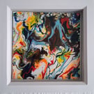 Abstract Framed Paint Pouring Art