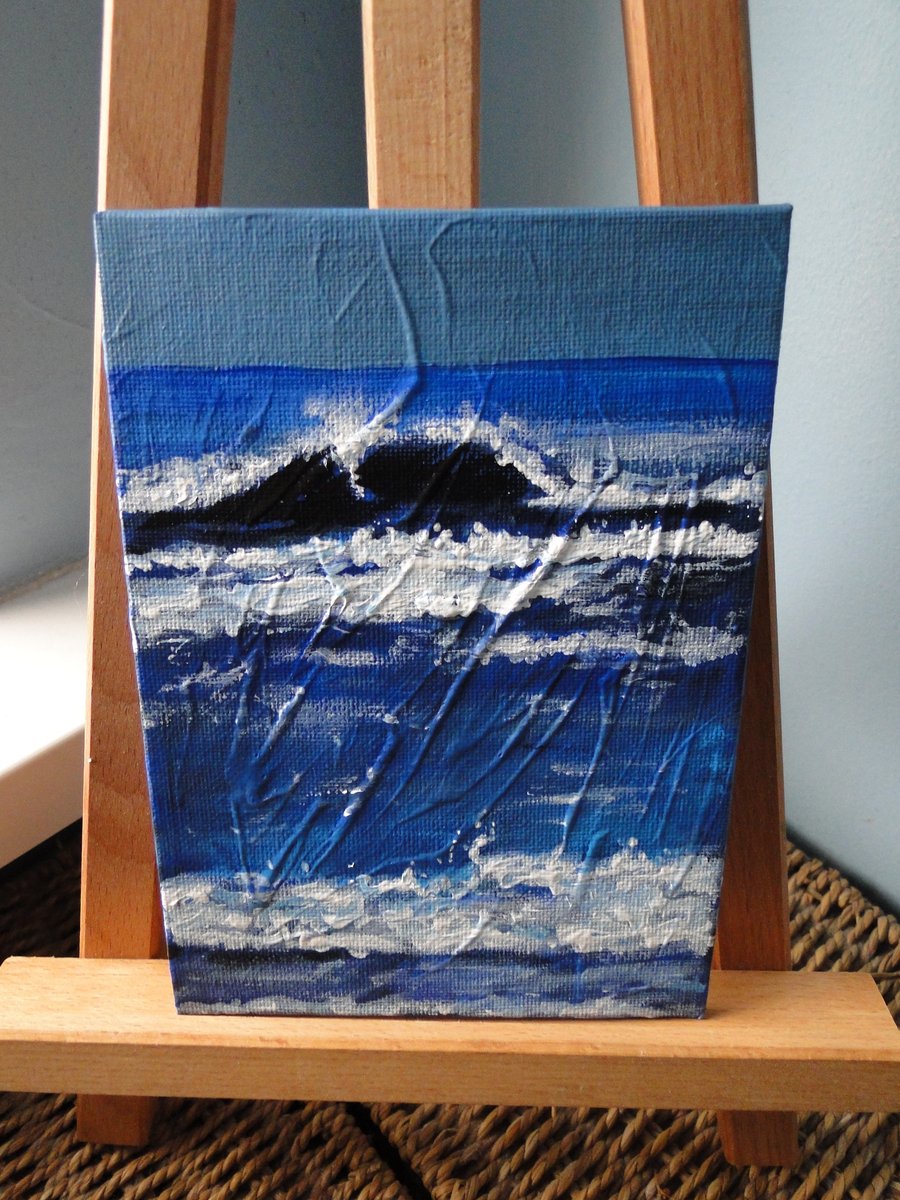 Seascape Wave 6 Original Acrylic Painting on Canvas Board OOAK Sea Art