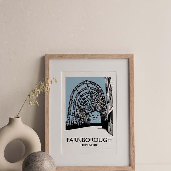 Farnborough, Hampshire, UK Giclee Travel Print A4 size (unframed)