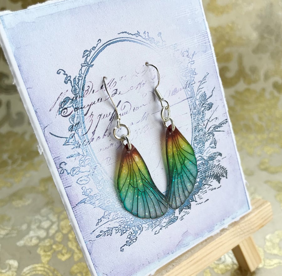 Dainty Sparkling Fairy Wings Sterling Silver Earrings