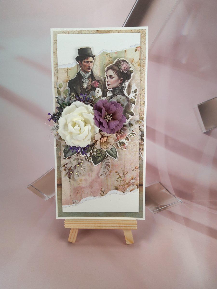 Handmade Vintage Style Card (S) - Elegant Victorian Couple