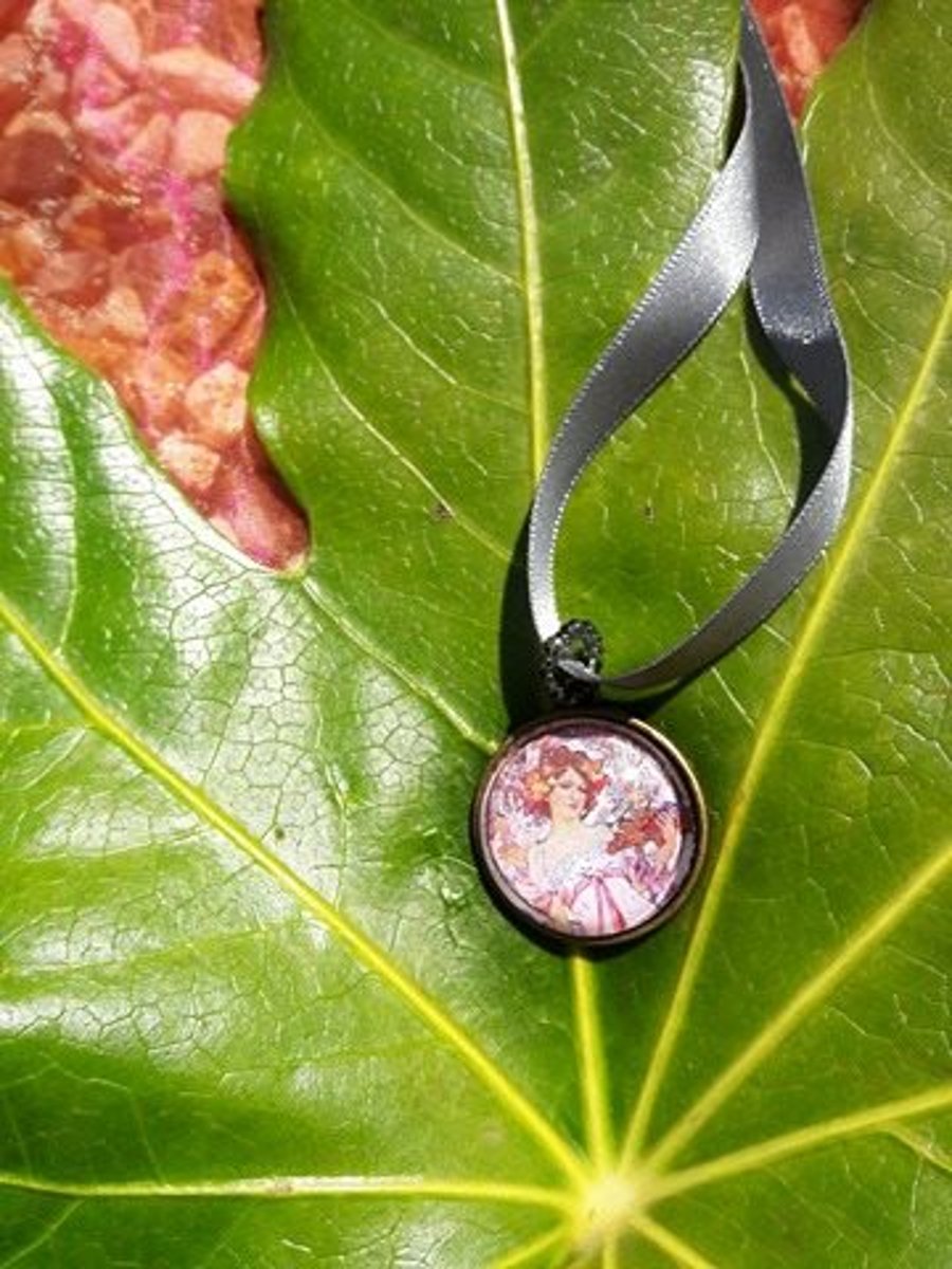 50% OFF SALE Art deco style Choker Necklace on Ribbon