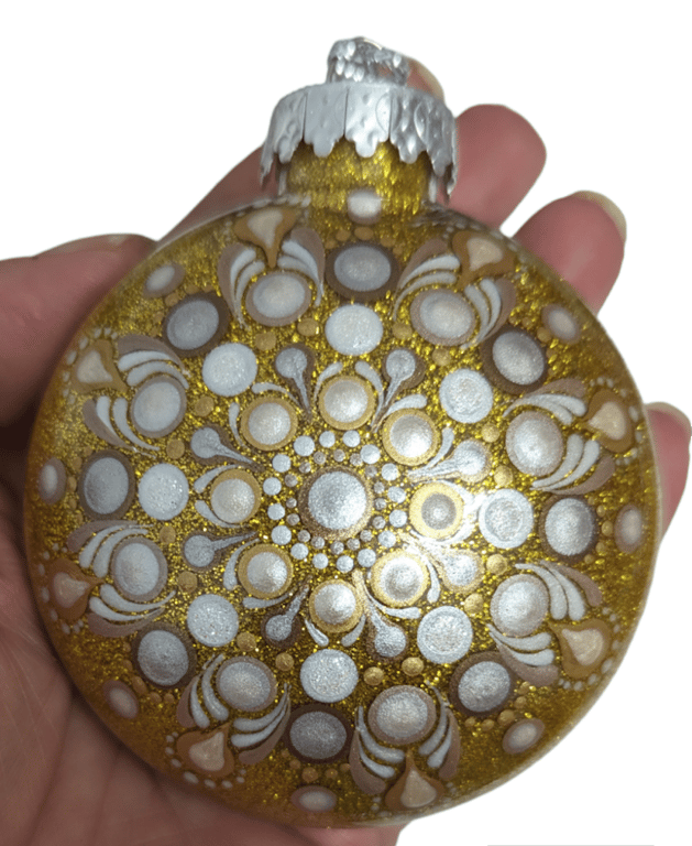 Hand painted dot mandala Christmas ornament