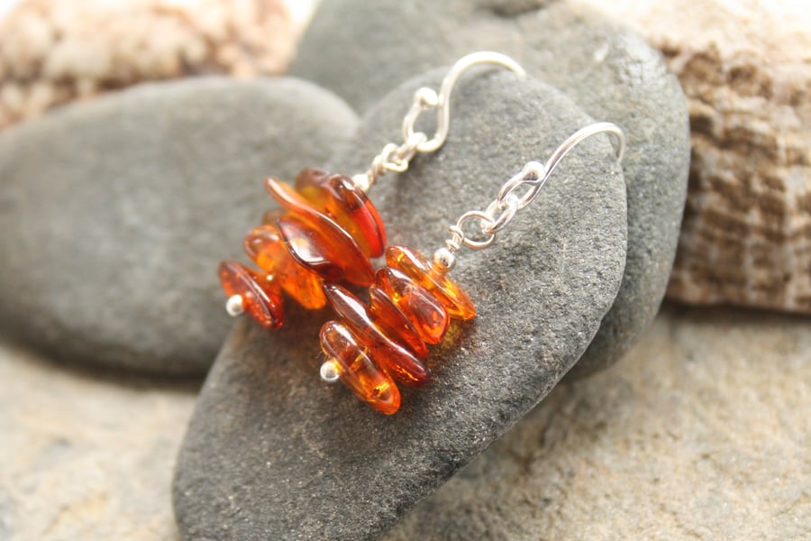 Sterling silver and baltic amber earrings