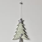 'Christmas Tree with a Glitter Star and Heart'- Hanging Decoration