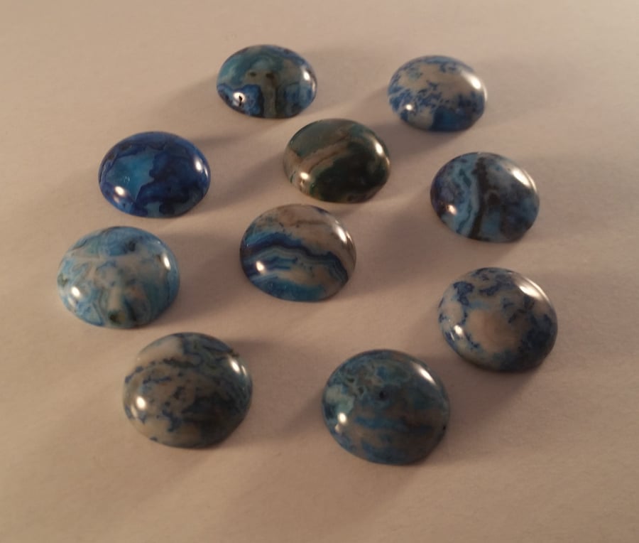 Blue Ocean Jasper 16mm Round Gemstone Cabochon