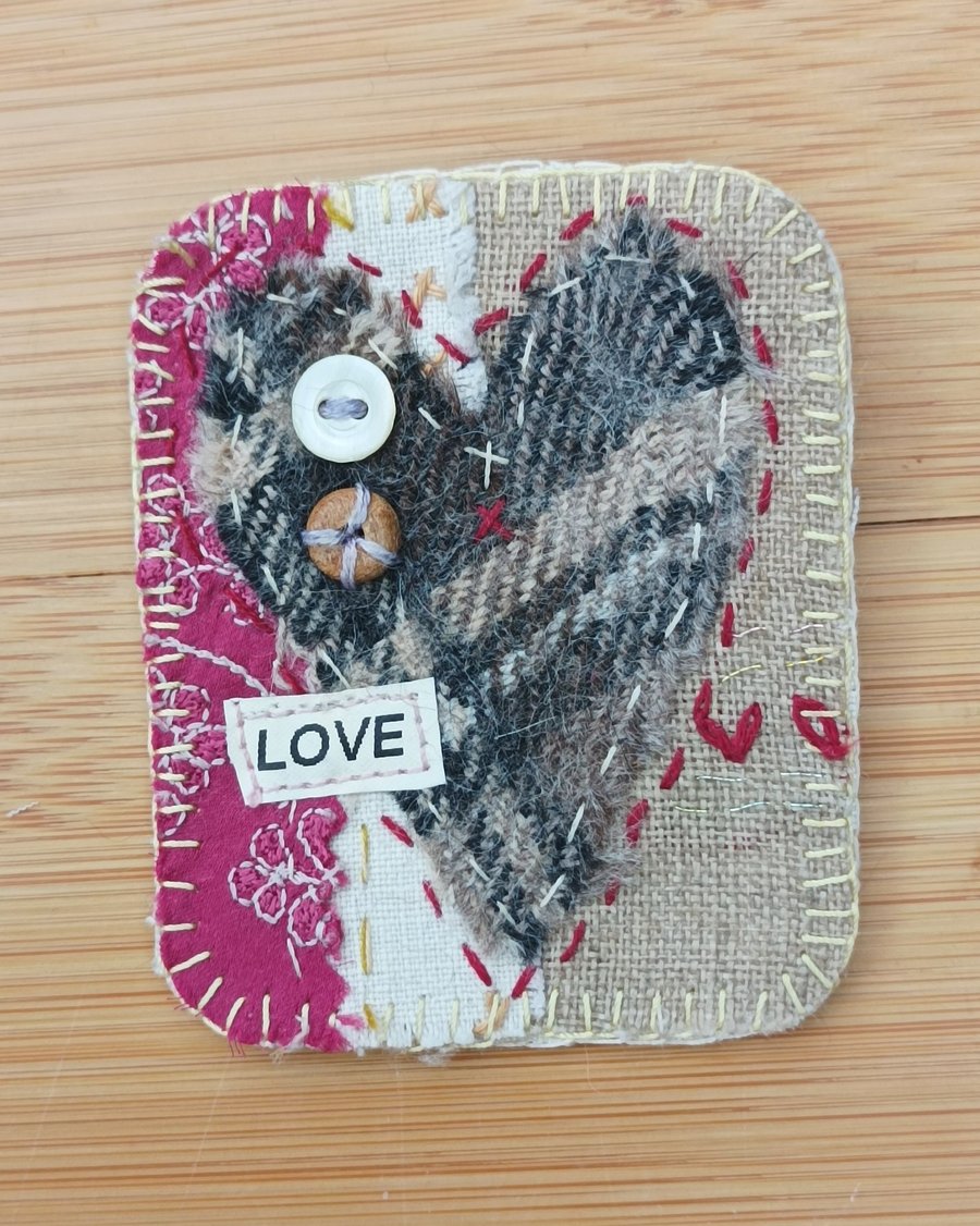 Heart brooch eco Valentine gift