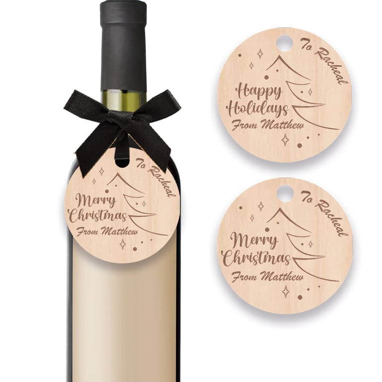 Merry Christmas Wine Bottle Charm Tag Happy Holiday Label Friend Small Present