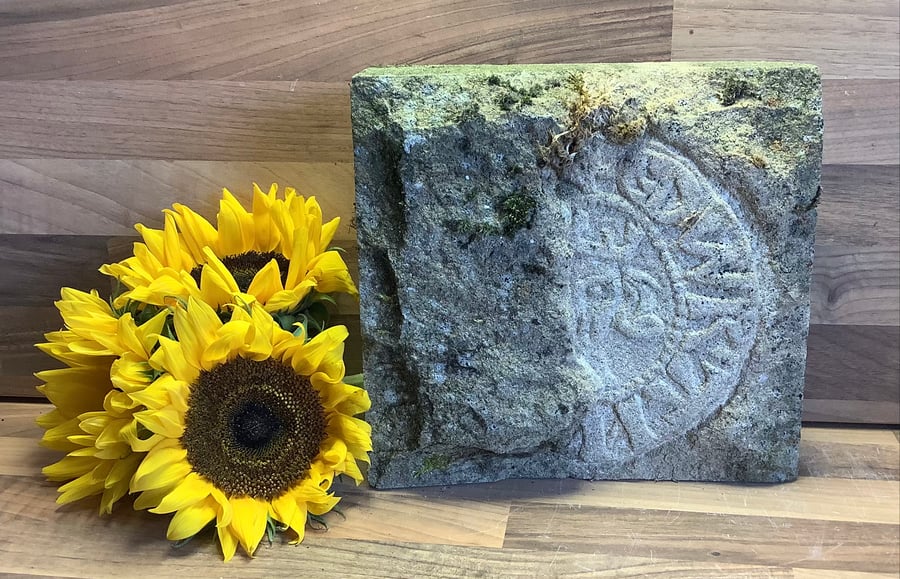 Edward Hammered coin in clod stone carving -  metal detectorist gift