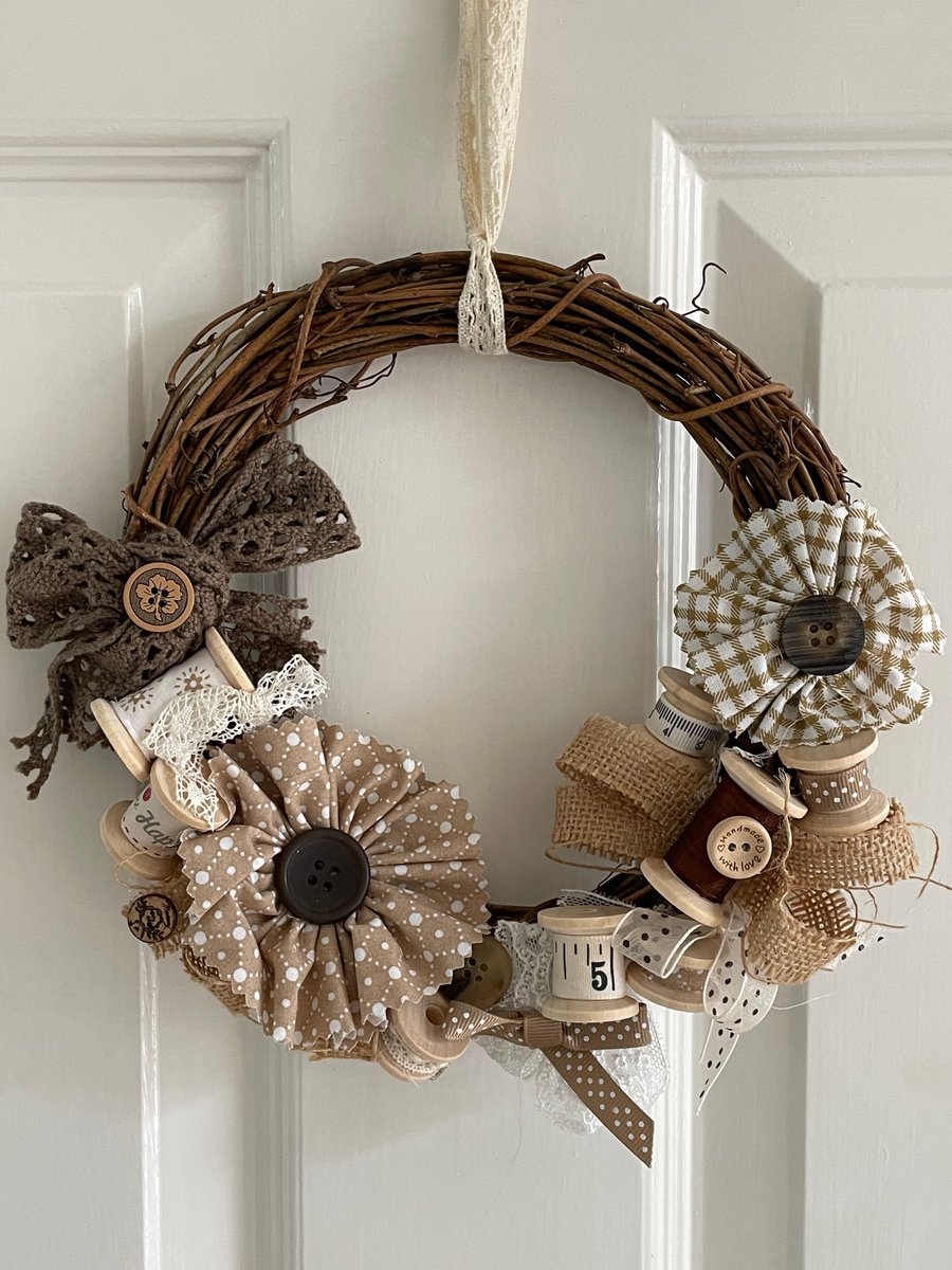 Sewing themed wreath