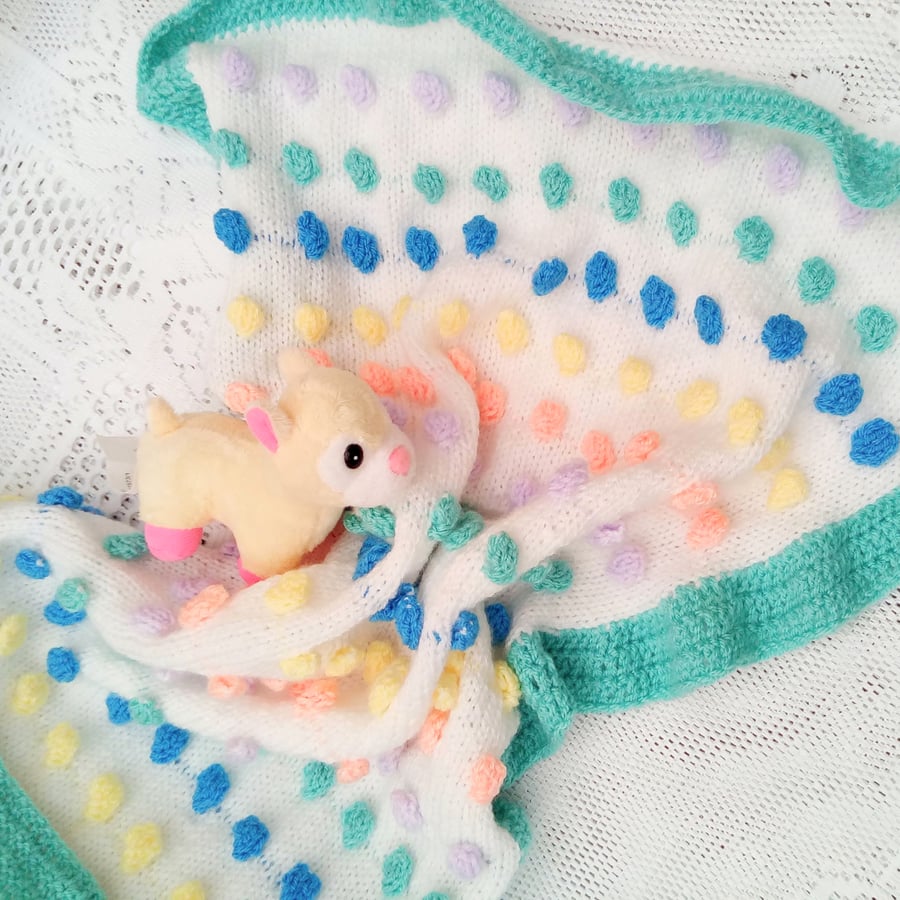 Baby's Knitted Nursery Blanket, Baby's Comforter, Coming Home Blanket
