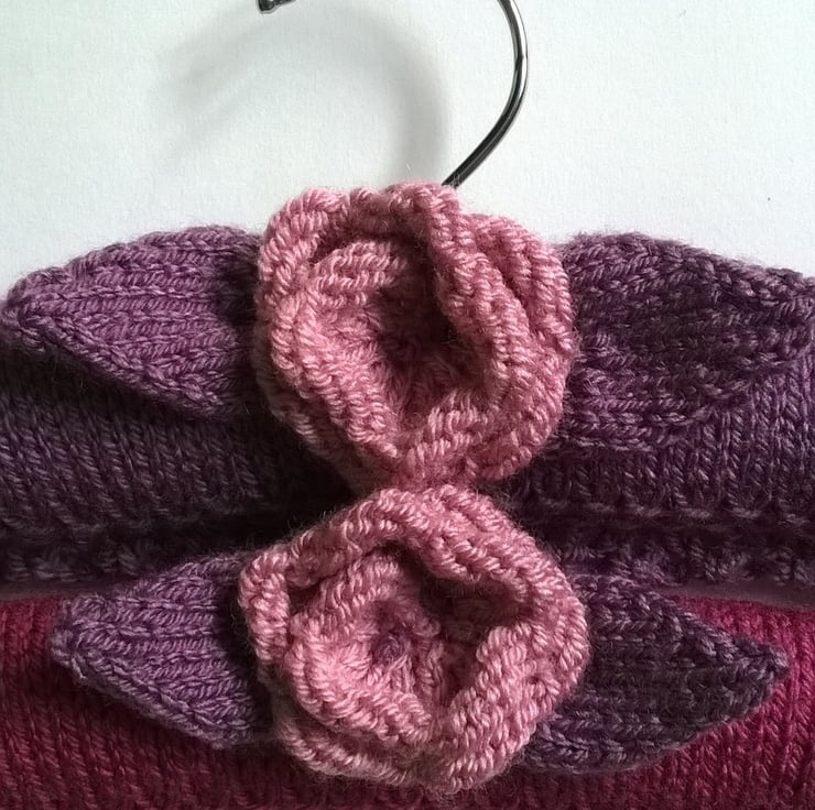 Hand knitted lacy rose coat hanger Folksy