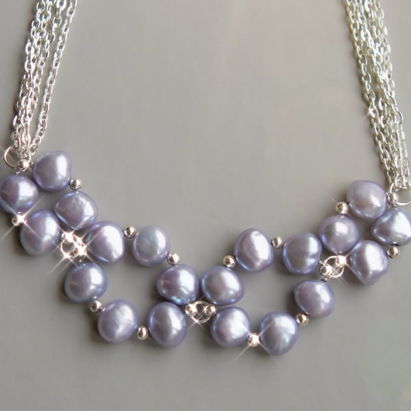Purple Freshwater pearls necklace 