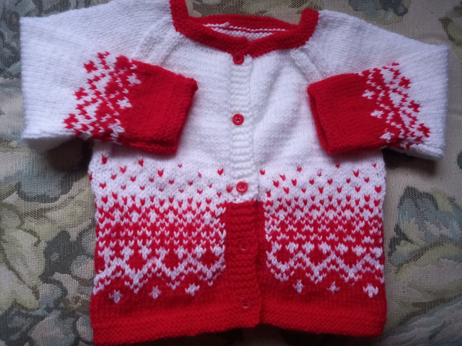 Cardigan with fairisle borders age 1 to 2 yrs