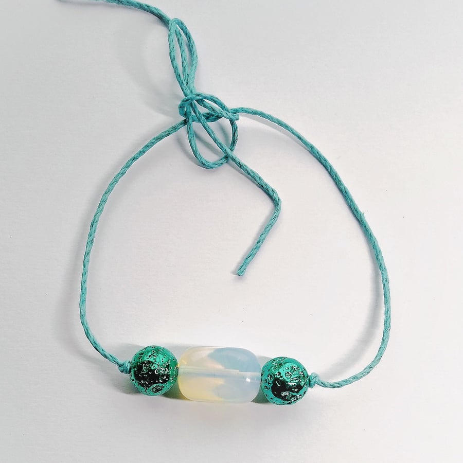 Make A Wish Hemp Cord Beaded Bracelet, Tie On Cord Bracelet or Anklet